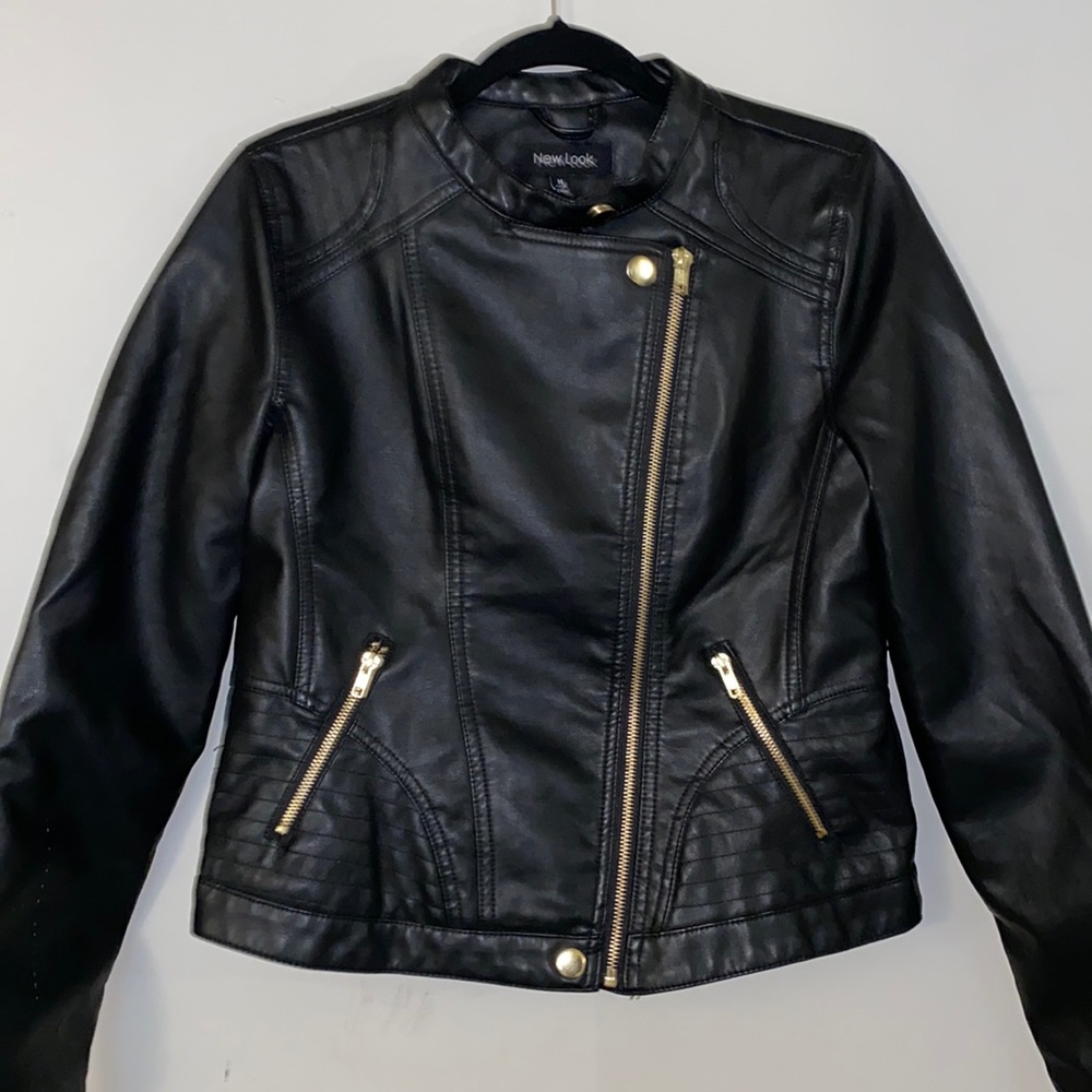 Faux leather motorcycle jacket